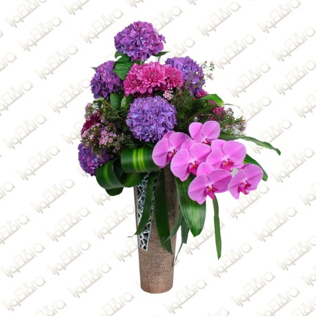 Purple feels flower arrangement