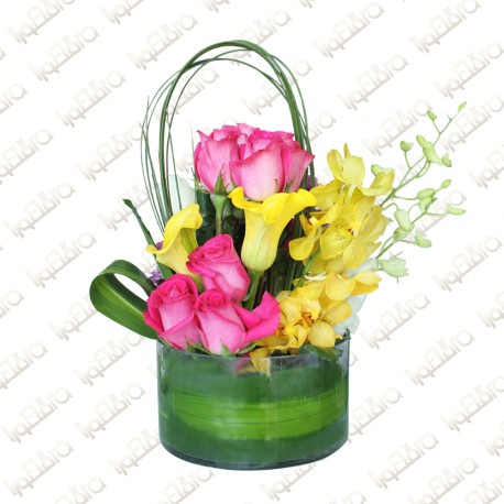 Brightly bloom flower arrangement