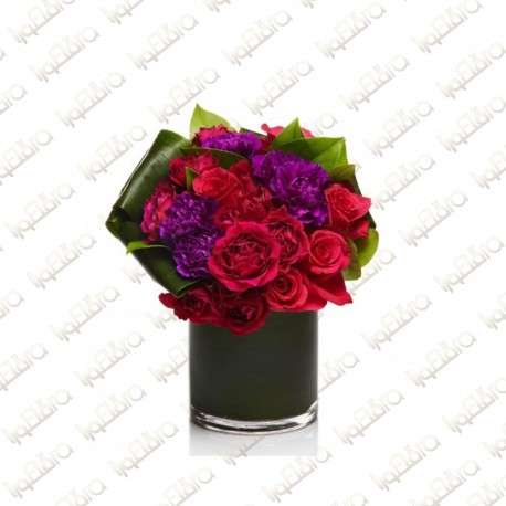 Red with Violet Flower Arrangement